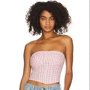 Free People | Skirts | Free People Leilani Tube Top In Pink Gingham ...